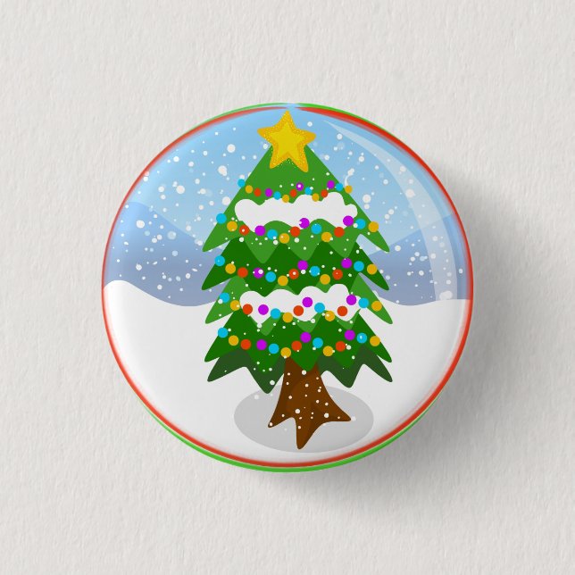 Schnee-Kugel-Weihnachtsbaum-Knopf Button (Vorderseite)