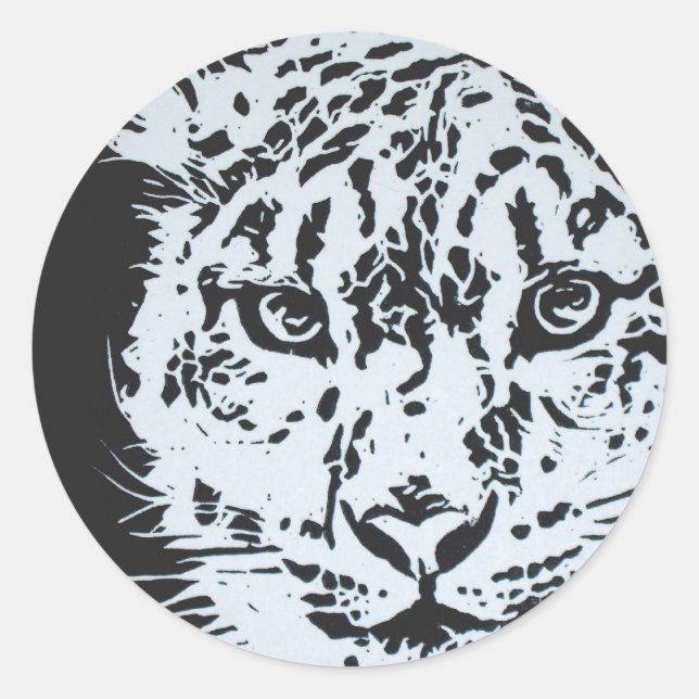 Schnee-Leopard-Aufkleber Runder Aufkleber (Vorderseite)