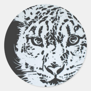 Schnee-Leopard-Aufkleber Runder Aufkleber