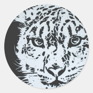 Schnee-Leopard-Aufkleber Runder Aufkleber