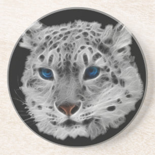 Schnee-Leopard-Fraktal Getränkeuntersetzer