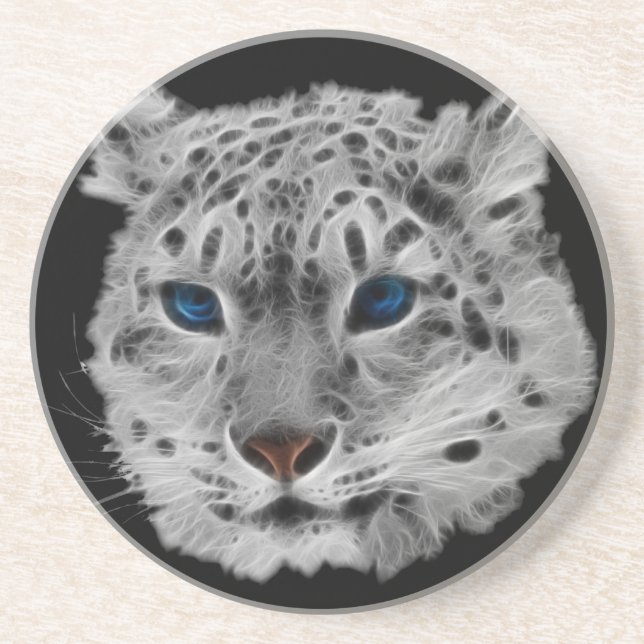 Schnee-Leopard-Fraktal Getränkeuntersetzer (Vorne)
