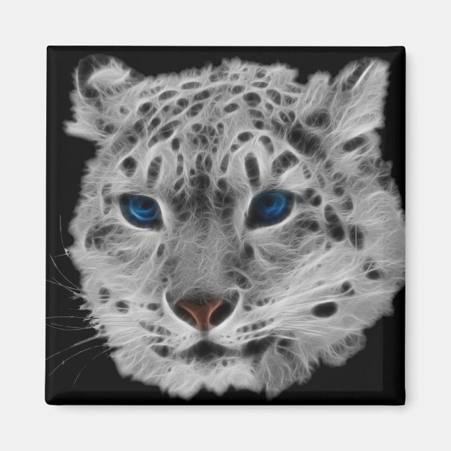 Schnee-Leopard-Fraktal Magnet (Vorne)
