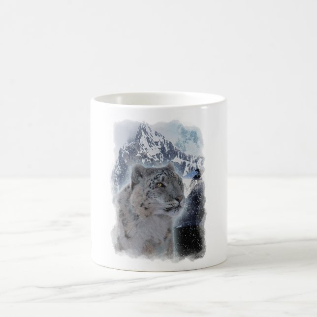 SCHNEE LEOPARD gefährdete Arten von Big Cat Kaffeetasse (Mittel)