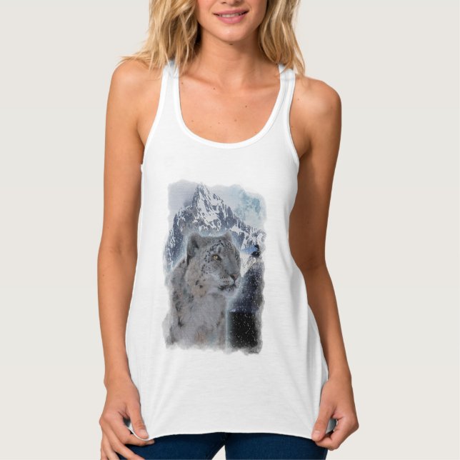 SCHNEE LEOPARD gefährdete Arten von Big Cat Tank Top (Vorderseite)
