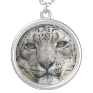 Schnee-Leopard-Halskette Versilberte Kette