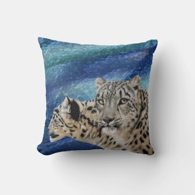 Schnee-Leopard-Lebensraum-Tier-Kissen Kissen (Vorderseite)