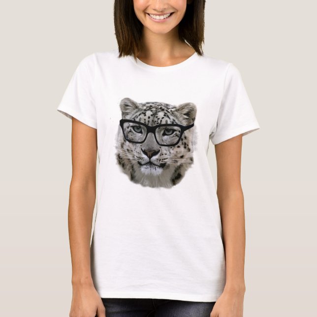 Schnee-Leopard mit Schauspielen! T-Shirt (Vorderseite)