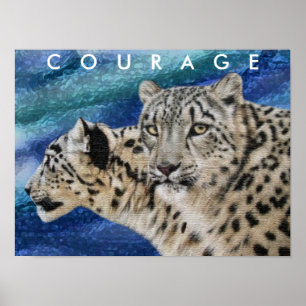 Schnee-Leopard-Mut-motivierend Plakat