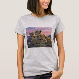 Schnee-Leopard-Mutter und CUB - T-Shirt