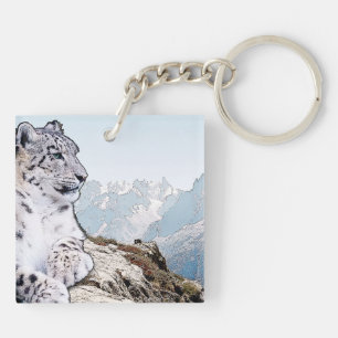 Schnee-Leopard Schlüsselanhänger