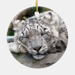 Schnee Leopard - schön! Keramikornament