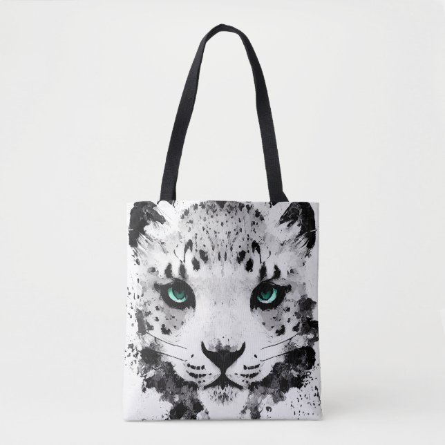 Schnee Leopard Wild Nature Tierfarben Malerei Tasche (Vorderseite)