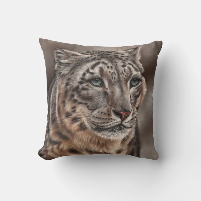 Schnee-Leopard-Wurfs-Kissen Kissen (Vorderseite)