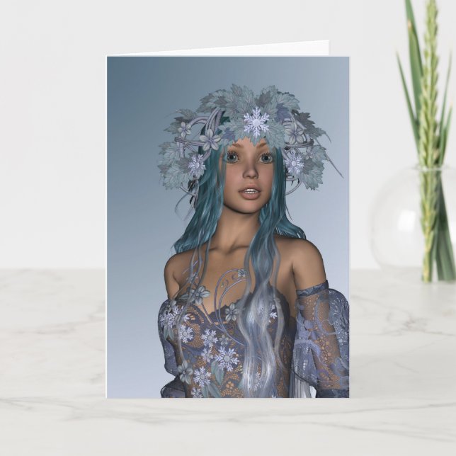 Schnee-Mädchen Feiertagskarte (Vorderseite)