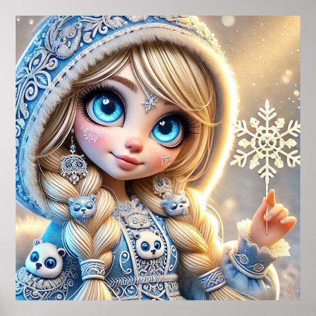 Schnee Maiden mit schleichender Schneeflocke Poster (Vorne)