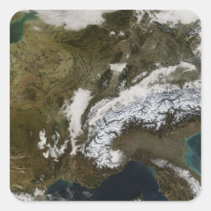 Schnee, Nebel und niedrige Wolken im Western Quadratischer Aufkleber