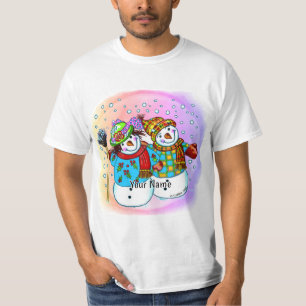 Schnee Paar Schneemann T-Shirt