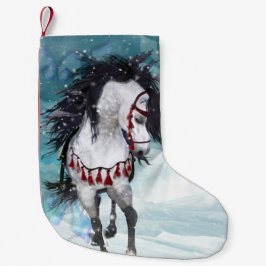 Schnee Pferd Blauer Weihnachtsfest Strumpf Kleiner Weihnachtsstrumpf