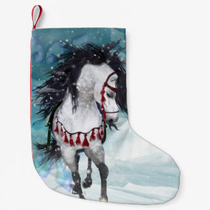 Schnee Pferd Blauer Weihnachtsfest Strumpf Kleiner Weihnachtsstrumpf
