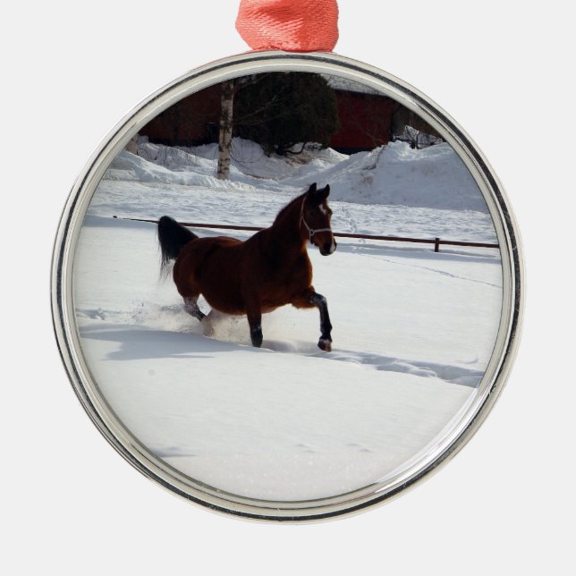 Schnee-Pferd Silbernes Ornament (Vorne)