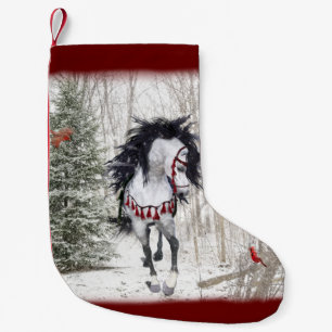 Schnee Pferde & Kardinal Weihnachten Strumpf Kleiner Weihnachtsstrumpf