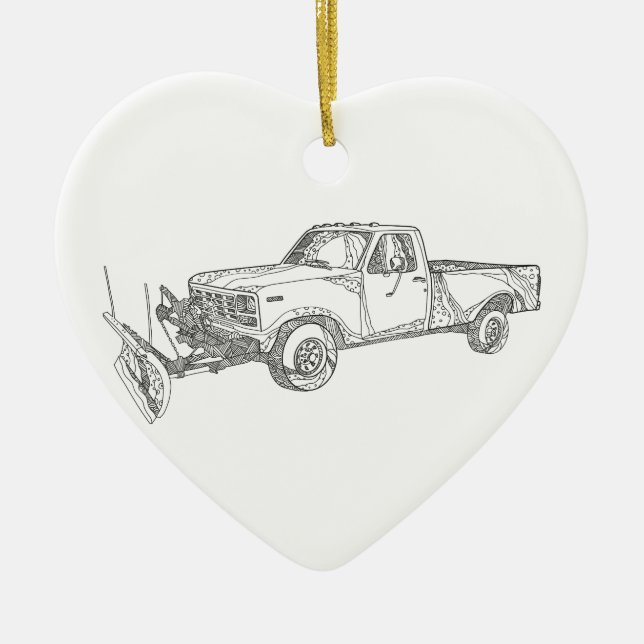 Schnee-Pflug-LKW-Gekritzel-Kunst Keramikornament (Vorne)