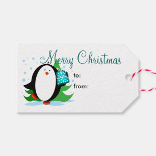 Schnee-Pinguin-frohe Weihnachten Geschenkanhänger