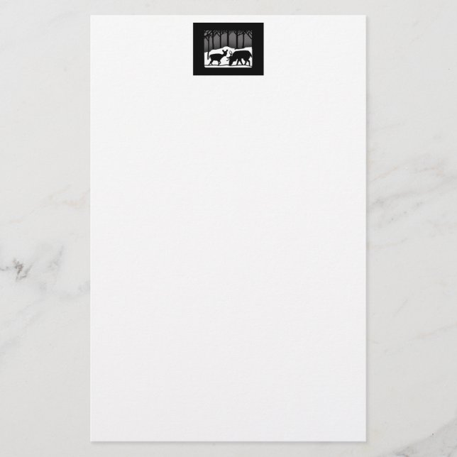 Schnee-Rotwild Briefpapier (Vorderseite)