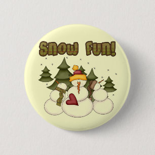 Schnee Spaß zwei Hemden und Geschenke Button