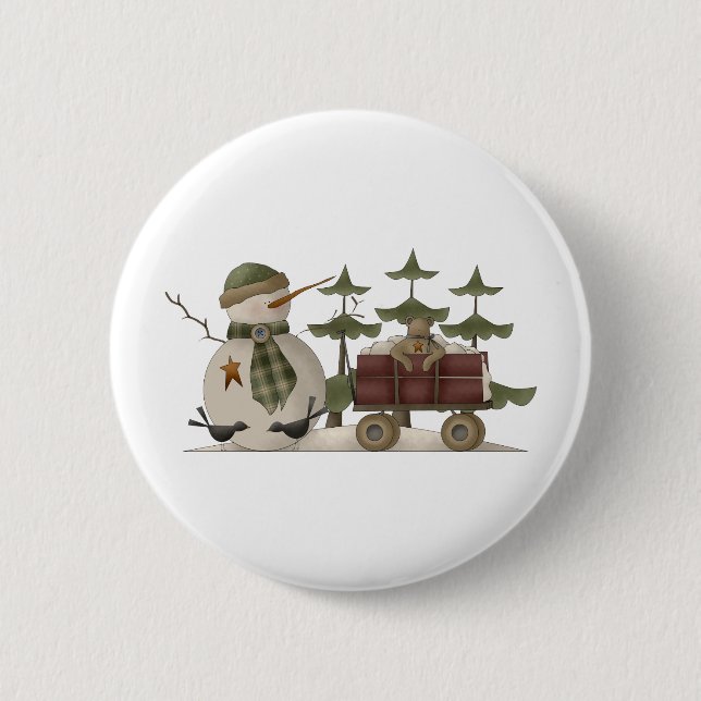 Schnee-Spulen · Schneemann mit Lastwagen Button (Vorderseite)