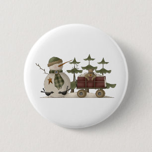 Schnee-Spulen · Schneemann mit Lastwagen Button