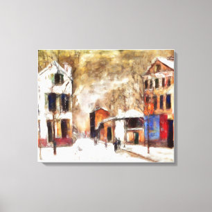 Schnee-Stadtlandschaft Leinwanddruck