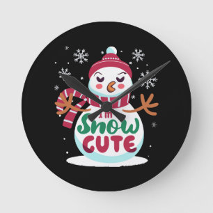 Schnee süß! Umarme den Winterzauber von Weihnachte Runde Wanduhr