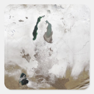 Schnee um das Aral-Meer Quadratischer Aufkleber