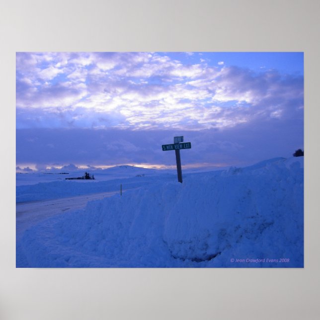 Schnee und Sonnenuntergang Poster (Vorne)