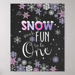 Schnee viel Spaß, ein erstes Geburtstagsschild Pin Poster