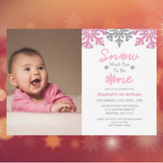 Schnee viel Spaß, ein Winter 1. Geburtstag zu sein Einladung