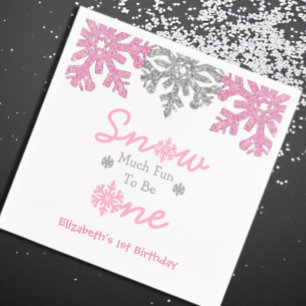 Schnee viel Spaß, ein Winter 1. Geburtstag zu sein Serviette