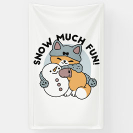 Schnee viel Spaß Katze Winterurlaub Design Banner