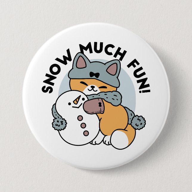 Schnee viel Spaß Katze Winterurlaub Design Button (Vorderseite)