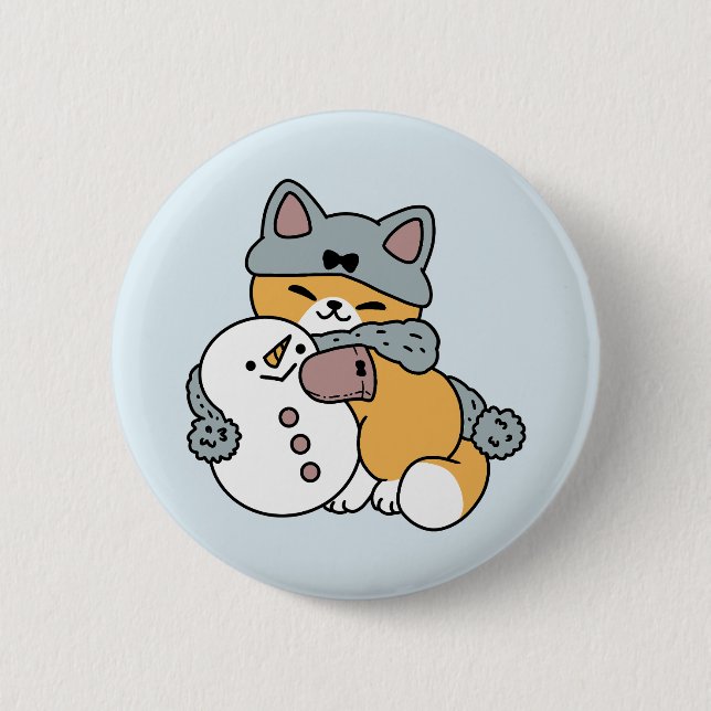 Schnee viel Spaß Katze Winterurlaub Design Button (Vorderseite)