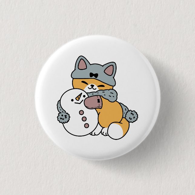 Schnee viel Spaß Katze Winterurlaub Design Button (Vorderseite)