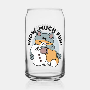 Schnee viel Spaß Katze Winterurlaub Design Dosenglas