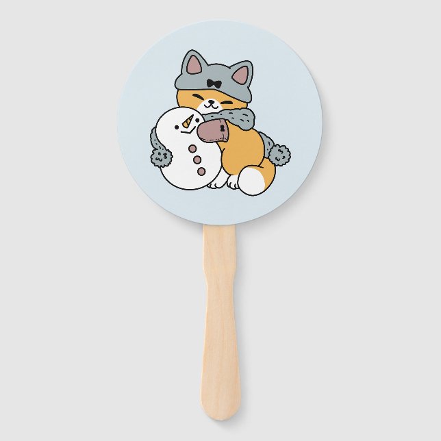 Schnee viel Spaß Katze Winterurlaub Design Fächer (Vorderseite)
