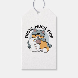 Schnee viel Spaß Katze Winterurlaub Design Geschenkanhänger
