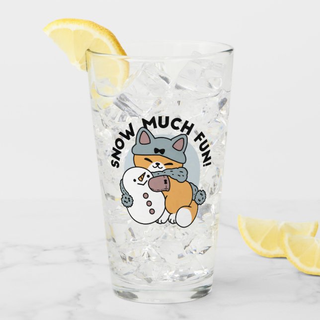 Schnee viel Spaß Katze Winterurlaub Design Glas (Vorderseite Ice)