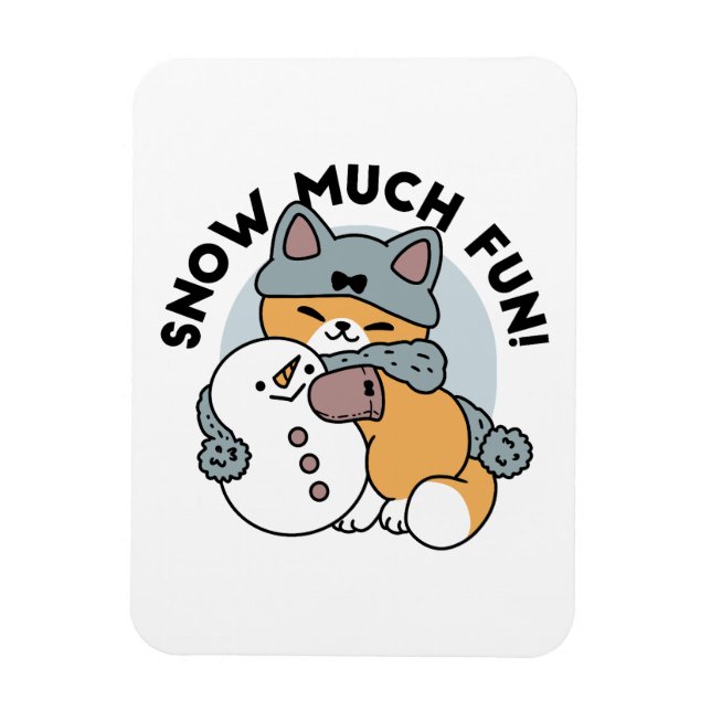 Schnee viel Spaß Katze Winterurlaub Design Magnet (Vertikal)