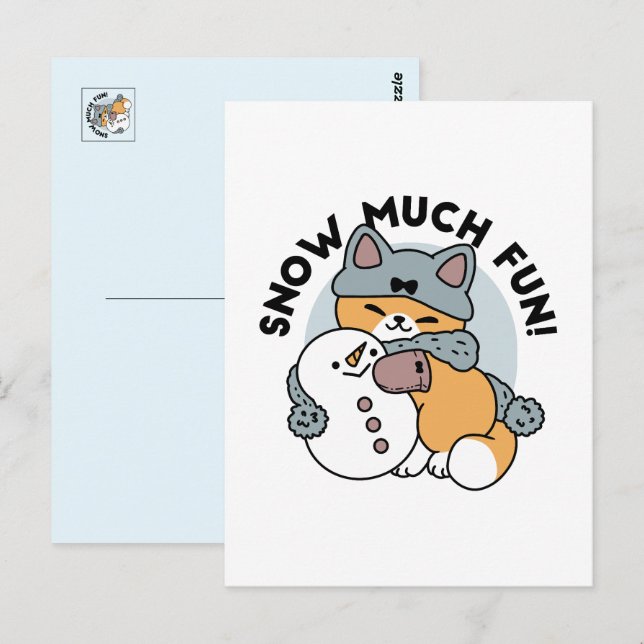 Schnee viel Spaß Katze Winterurlaub Design Postkarte (Vorne/Hinten)
