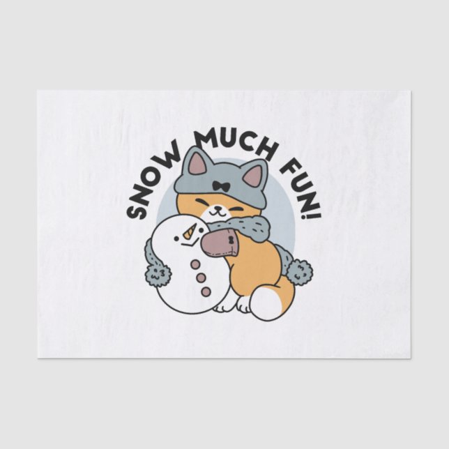 Schnee viel Spaß Katze Winterurlaub Design Seidenpapier (Vorderseite)